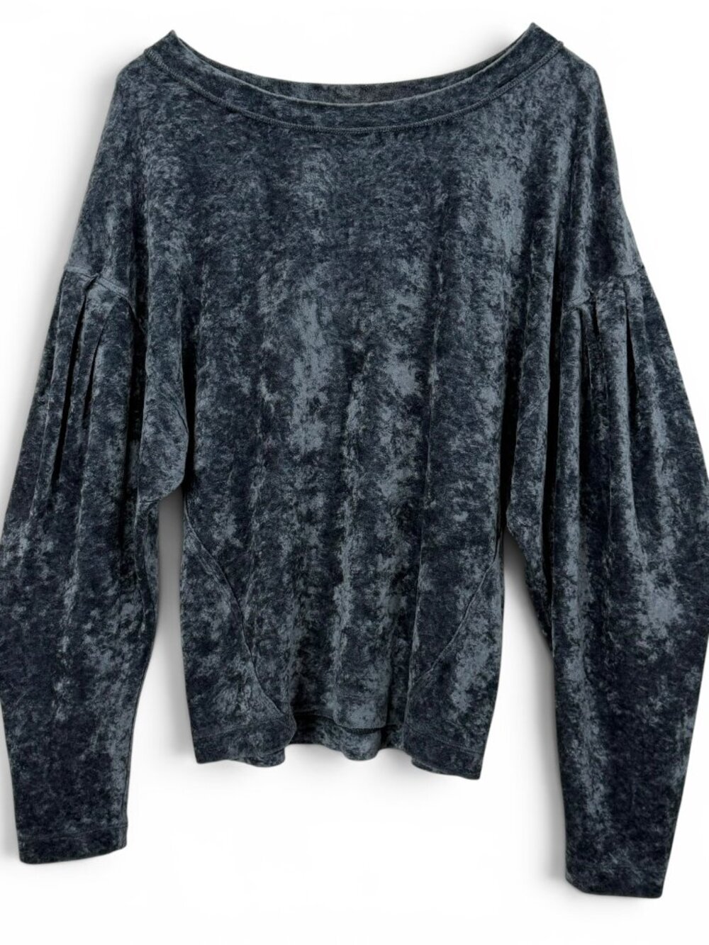 free people we the free slouchy boho pullover crushed velvet gray medium casual